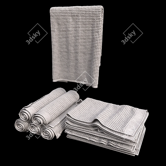 Cozy Waffle Towel Set 3D model image 2