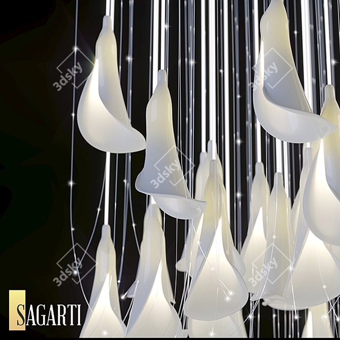 Sagrati Flora LED Pendant: Elegant, Suspended Art 3D model image 2