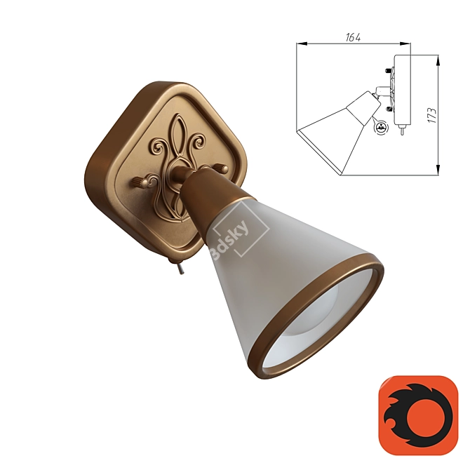 MAYTONI Sconce 1L - Elegant Brown Metal and Glass Wall Light 3D model image 1