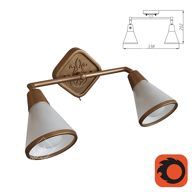 MAYTONI 2-Light Sconce in Brown 3D model image 1