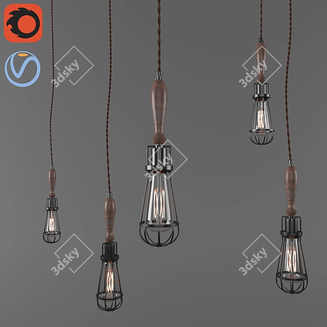 Sleek Pendant Handle - 110mm Length 3D model image 1