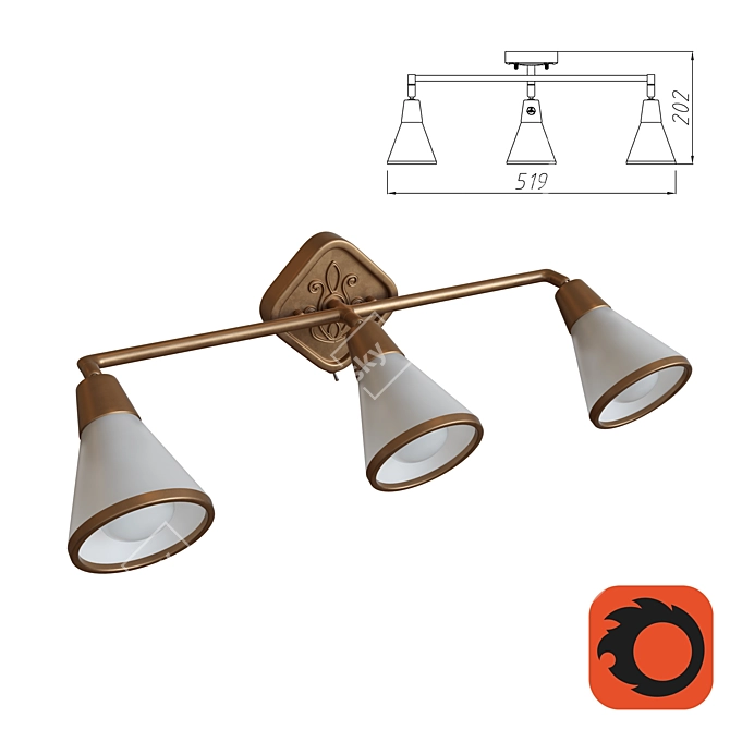 MAYTONI 3L Brown Metal Sconce 3D model image 1