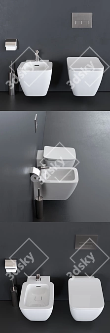 Strada II Wall-Hung WC & Bidet 3D model image 2