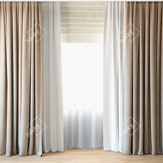 Elegant Sheer Curtains 3D model image 1