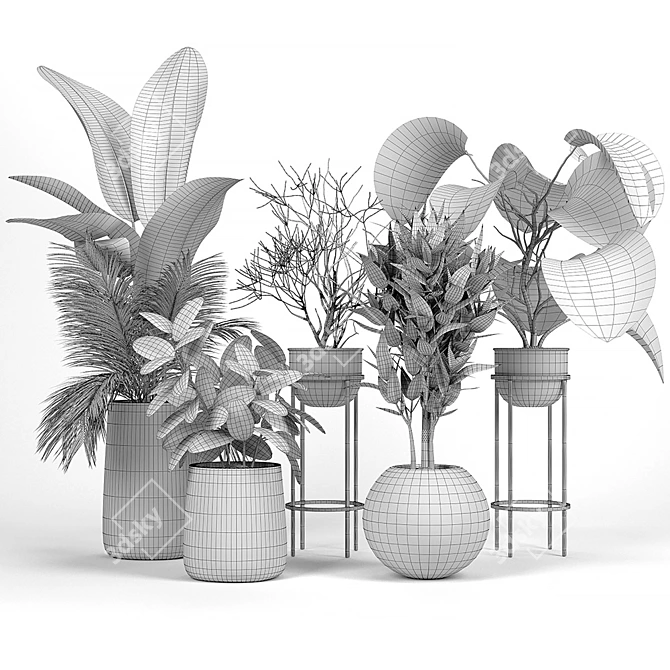 Modern Planters Set 04: Saabira Fiberstone, Sphere, Wesley Stand 3D model image 3