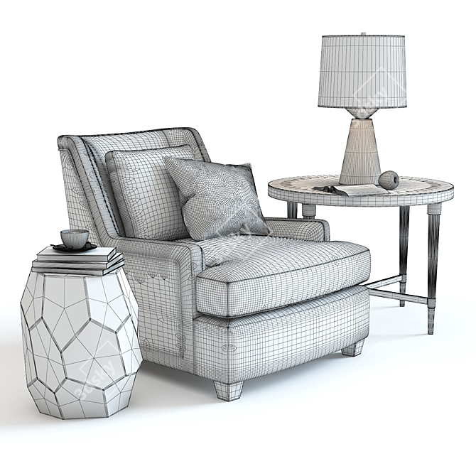 Colin Cab Armchair: Elegant 3D Furniture Set 3D model image 2