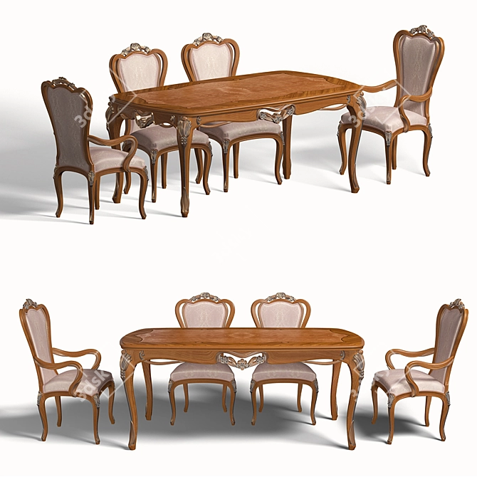 Elegant Italian Dining Set 3D model image 1