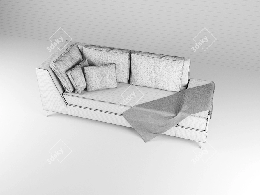 Sleek Modern 3-Seater Sofa 3D model image 2