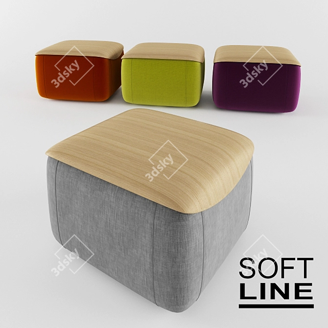 Scandi Quadro Pouf 3D model image 1