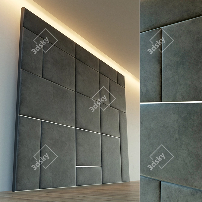 Soft Panel Wall Decor with Metal Molding 3D model image 1