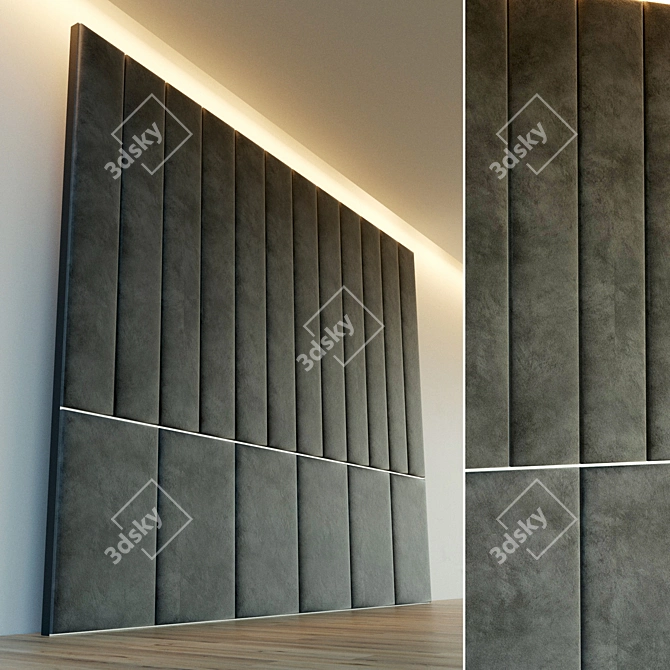 Soft Panel Wall Decor. Elegant Metal Moldings 3D model image 1