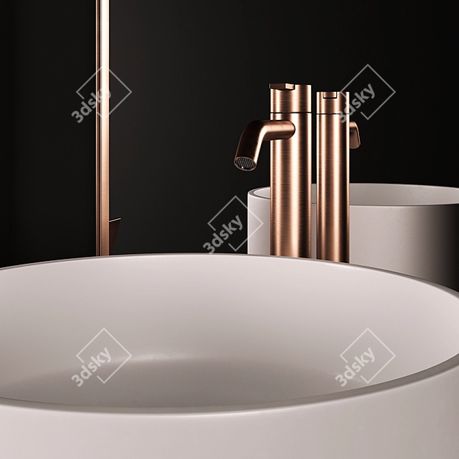 Sleek Giro Wall-Mounted Basin 3D model image 3