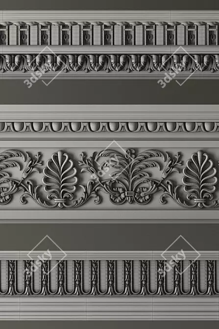 Elegant Torus-style Mouldings Set 3D model image 3