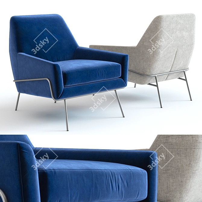 West Elm Lucas Chair: Modern Wire Base 3D model image 1