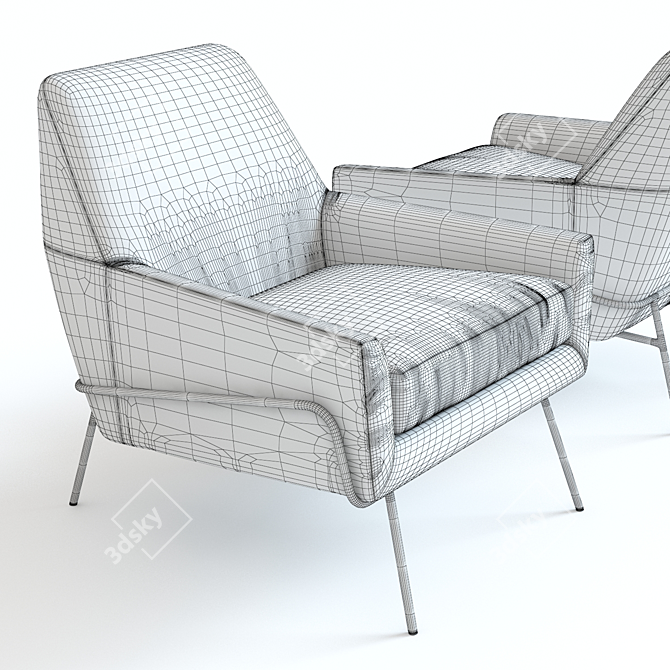 West Elm Lucas Chair: Modern Wire Base 3D model image 2