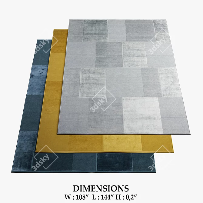 Casellario Monocromo Rugs: Modern Teal 3D model image 1