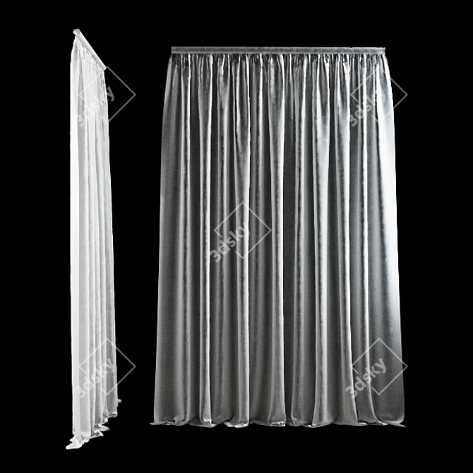 MotionZone Wide Curtain: Animated for Sliding Doors 3D model image 1