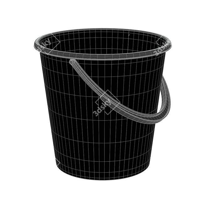 Durable Plastic Bucket, 23cm Dimensions 3D model image 2