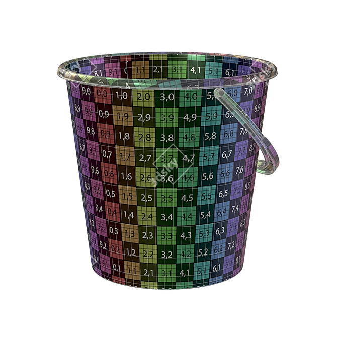 Durable Plastic Bucket, 23cm Dimensions 3D model image 3