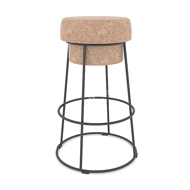 Cork Seat Steel Frame Stool 3D model image 1