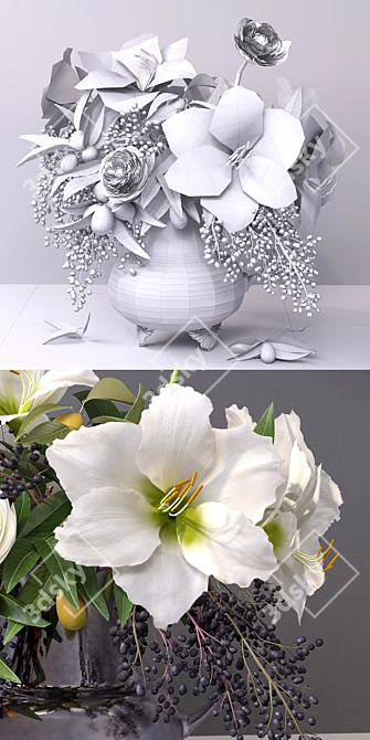 Elegant Floral Vase 3D model image 2