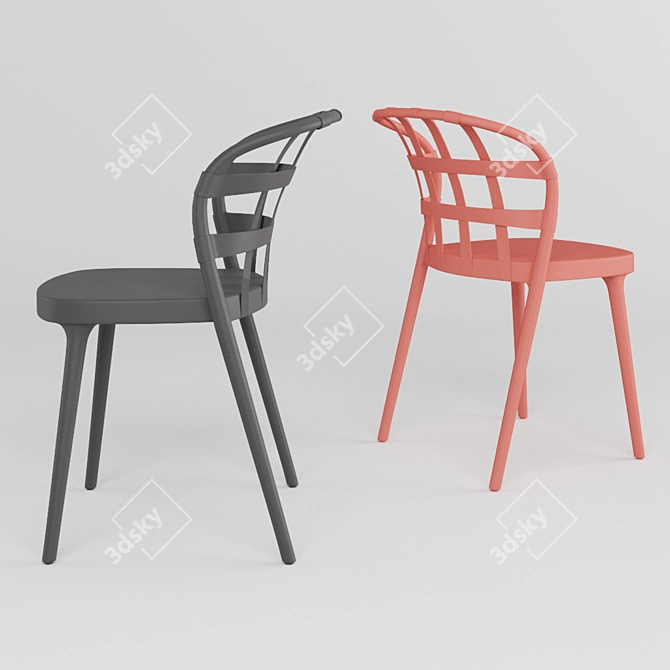 Ribbon Side Chair: Modern Elegance in Polypropylene Plastic 3D model image 2