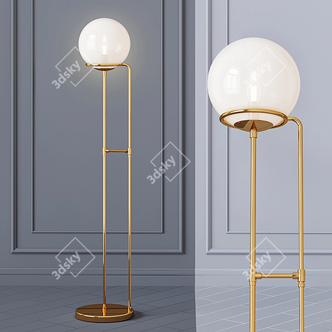 Elegant Brass Floor Lamp 3D model image 1