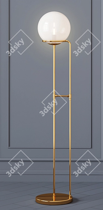 Elegant Brass Floor Lamp 3D model image 2