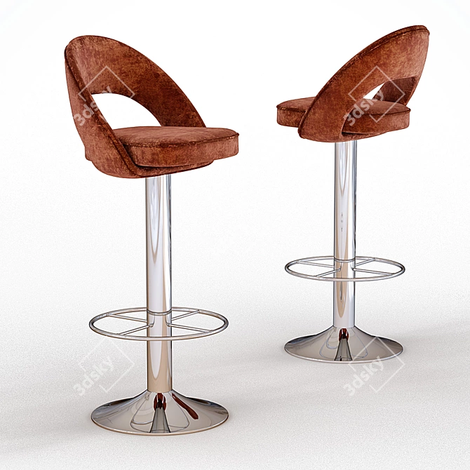 Modern Metal and Leather Chair 3D model image 1