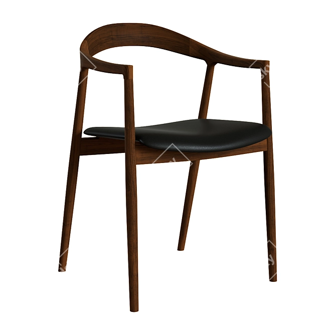 Hata Walnut Leather Chair: Timelessly Elegant Design 3D model image 1