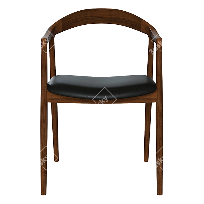 Hata Walnut Leather Chair: Timelessly Elegant Design 3D model image 2