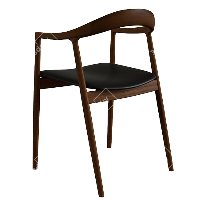 Hata Walnut Leather Chair: Timelessly Elegant Design 3D model image 3