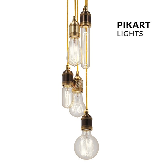 Elegant 5-Lamp Art from Pikart 3D model image 1