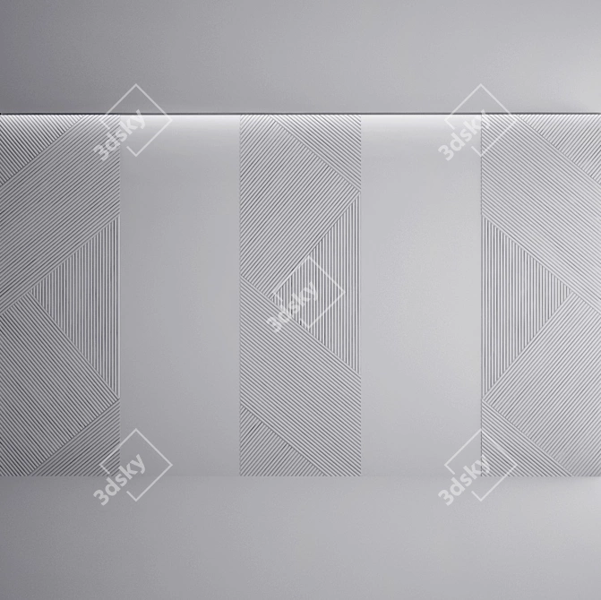 Wood & Marble Wall Panel - 5x3m 3D model image 3