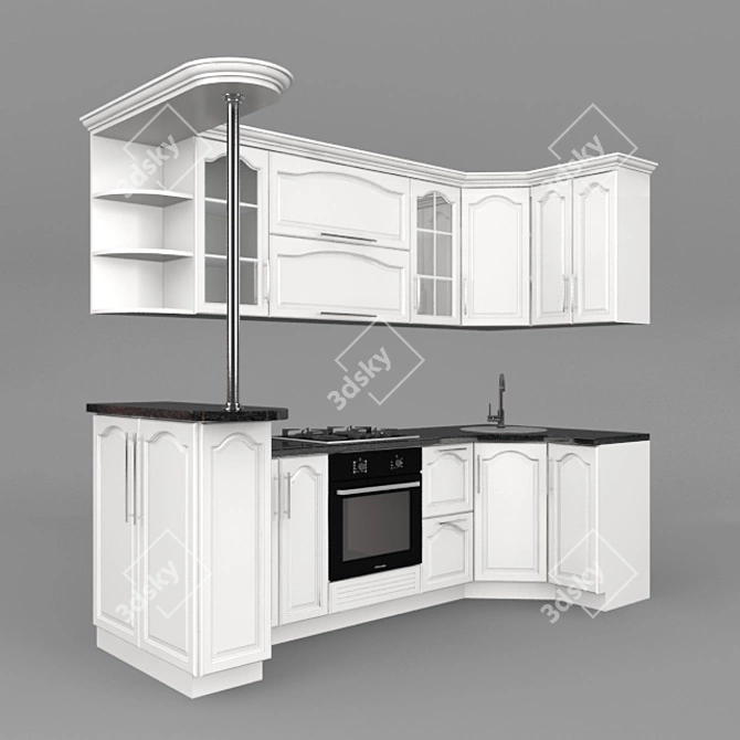 Modern Kitchen Furniture Set 3D model image 2