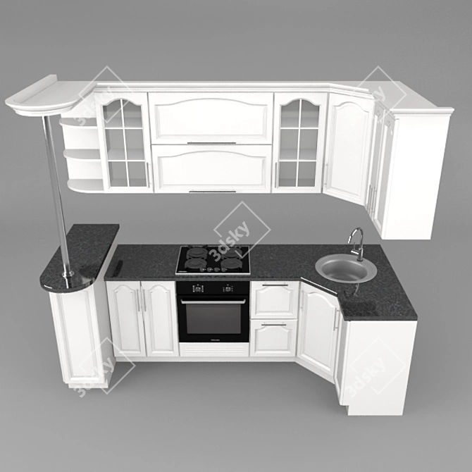 Modern Kitchen Furniture Set 3D model image 3