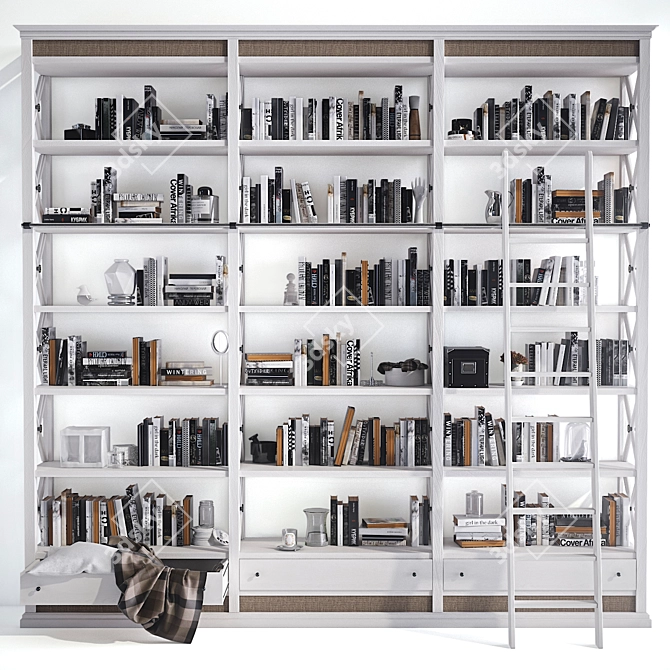 Elegant Bookshelf with Decorative Contents 3D model image 1