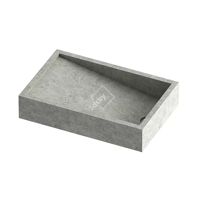 Solid Concrete Rectangular Sink 3D model image 1