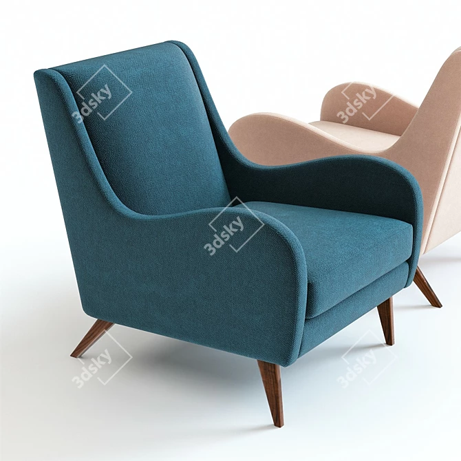 West Elm Sebastian Chair: High-Detail 3D Set 3D model image 3
