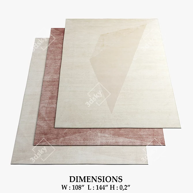 Dipped Cut Ivory-Pink Geometric Rugs 3D model image 1