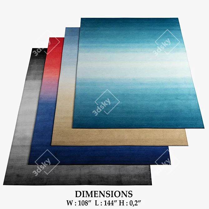 Vibrant Tye 'n Dye Rugs 3D model image 1