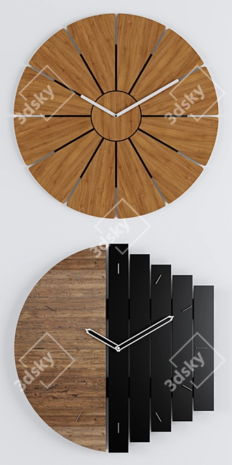  Rustic Wooden Wall Clock 3D model image 3