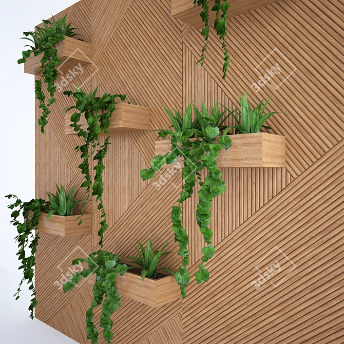 Wooden Plant Wall Panel 3D model image 2