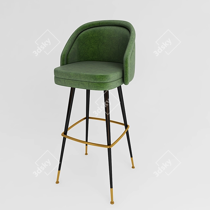 Elegant Metal Bar Stool 3D model image 1