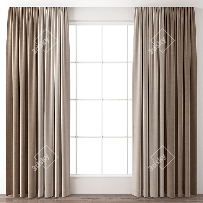 Elegant Window Curtain 3D model image 1