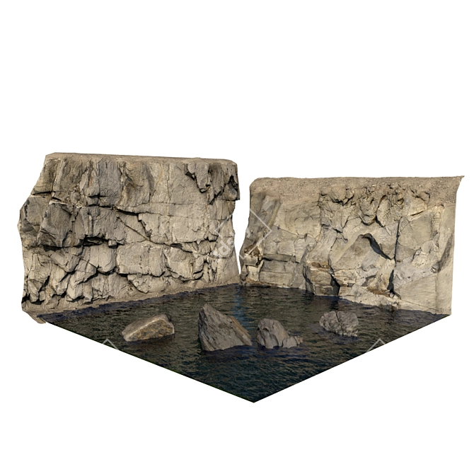 Sculpted Rock Formation: Photorealistic 3D model image 1