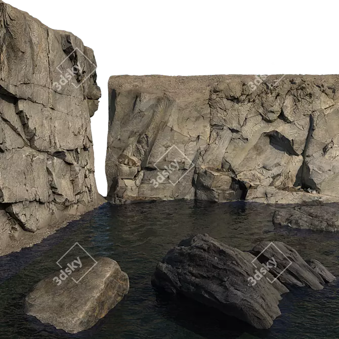 Sculpted Rock Formation: Photorealistic 3D model image 3