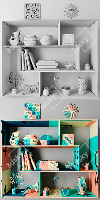 Elegant Sculpture Decor Set 3D model image 2