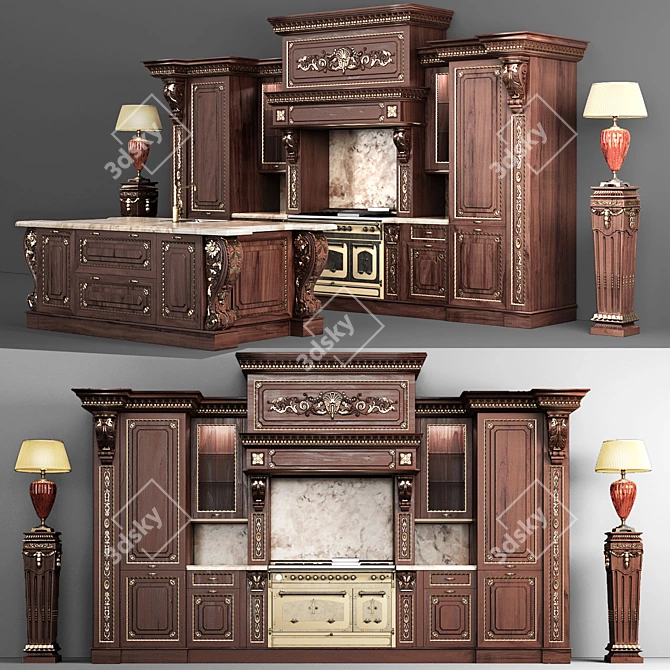 Paris Classic Kitchen: Elegant Eighteenth-Century Style 3D model image 1