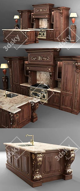 Paris Classic Kitchen: Elegant Eighteenth-Century Style 3D model image 2